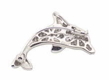 画像をギャラリービューアに読み込む, - ブローチ イルカ K18WG/K14WG サファイヤ 1.00