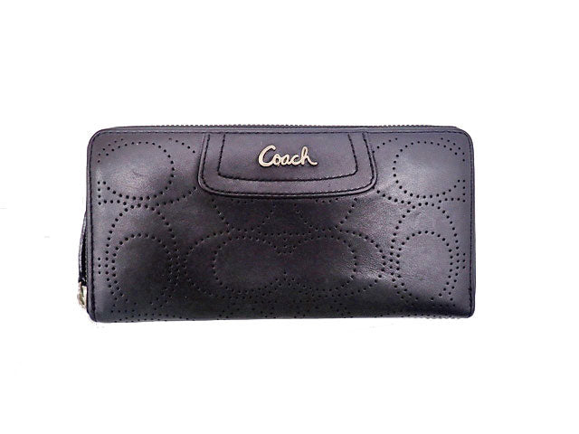 COACH コーチ Signature シグネチャー Perforated Punching Leather パーフォレーテッド パンチングレザー  Accordion Zip Wallet アコーディオン ジップ ウォレット ラウンドファスナー長財布