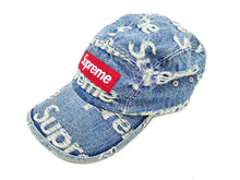 画像をギャラリービューアに読み込む, - Supreme シュプリーム Frayed Logos Denim Camp Cap フライドロゴ デニム キャンプ キャップ 帽子 Made in CHINA