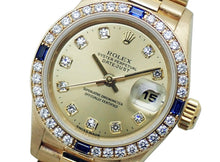 画像をギャラリービューアに読み込む, ロレックス デイトジャスト 69088G ベゼルダイヤ 4Pサファイヤ 10Pダイヤ YG