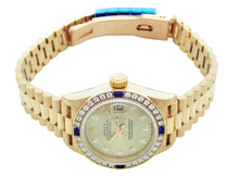 画像をギャラリービューアに読み込む, ロレックス デイトジャスト 69088G ベゼルダイヤ 4Pサファイヤ 10Pダイヤ YG