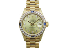 画像をギャラリービューアに読み込む, ロレックス デイトジャスト 69088G ベゼルダイヤ 4Pサファイヤ 10Pダイヤ YG