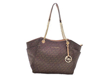 画像をギャラリービューアに読み込む, - MICHAEL KORS マイケルコース Jet Set Travel Signature Large ジェット セット トラベル シグネチャー ラージ Chain Shoulder Tote Bag チェーン ショルダー トートバッグ 35F8GTVE7B