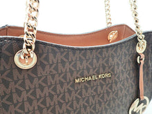 画像をギャラリービューアに読み込む, - MICHAEL KORS マイケルコース Jet Set Travel Signature Large ジェット セット トラベル シグネチャー ラージ Chain Shoulder Tote Bag チェーン ショルダー トートバッグ 35F8GTVE7B