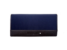 画像をギャラリービューアに読み込む, MONTBLANC モンブラン Nightflight Leather & Fabric Wallet 6 Compartments ナイトフライト レザー アンド ファブリック ウォレット 6 コンパートメント Bifold Long Wallet Without Coin Purse 小銭入れ無し 二つ折り長財布 106003