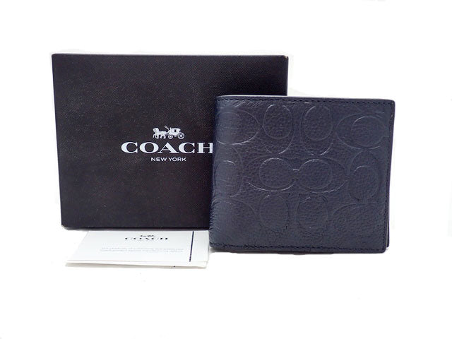 コーチ☆新品☆ 【ブティック】レザー 3-IN-1財布 カードケース/ブラック黒 COACH コーチ 3-IN-1 Wallet Signature Leather 3-IN-1