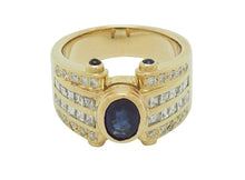 画像をギャラリービューアに読み込む, リング K18YG ダイヤ 1.17 サファイア 1.83 0.21 #14.5