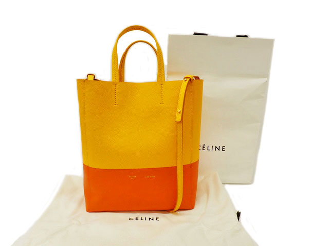 CELINE セリーヌ／バイカラー バーティカルカバ スモールトートバッグ-