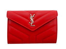 画像をギャラリービューアに読み込む, - YSL SAINT LAURENT サンローラン ルル エンベロープ ウォレット スモール シャイニーレッド キルティングレザー 504668OJ4066805