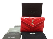 画像をギャラリービューアに読み込む, - YSL SAINT LAURENT サンローラン ルル エンベロープ ウォレット スモール シャイニーレッド キルティングレザー 504668OJ4066805