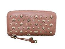 画像をギャラリービューアに読み込む, - JIMMY CHOO ジミーチュウ FILIPA スター スタッズ ジップ アラウンド ウォレット ピンクベージュ