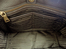 画像をギャラリービューアに読み込む, - PRADA プラダ BR4795 ロゴ ナイロンジャガード 2WAY ハンドトートバッグ 黒/濃茶 ナイロン/牛革