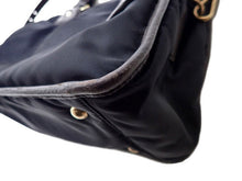 画像をギャラリービューアに読み込む, - PRADA プラダ BR4795 ロゴ ナイロンジャガード 2WAY ハンドトートバッグ 黒/濃茶 ナイロン/牛革