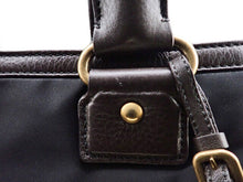 画像をギャラリービューアに読み込む, - PRADA プラダ BR4795 ロゴ ナイロンジャガード 2WAY ハンドトートバッグ 黒/濃茶 ナイロン/牛革