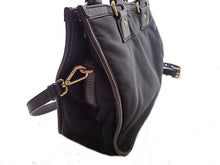 画像をギャラリービューアに読み込む, - PRADA プラダ BR4795 ロゴ ナイロンジャガード 2WAY ハンドトートバッグ 黒/濃茶 ナイロン/牛革