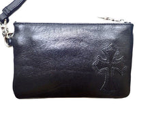 画像をギャラリービューアに読み込む, - CHROME HEARTS クロムハーツ ジッパー チェンジ パース リストレットスモール ブラックヘビーレザーセメタリー クロスパッチ ウォレット 2246-304-0940-0900