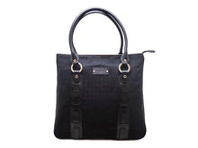 画像をギャラリービューアに読み込む, - BVLGARI ブルガリ ロゴマニア トートバッグ 黒 ナイロンキャンバス/革