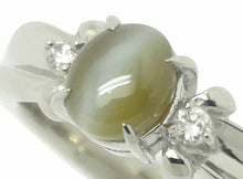 画像をギャラリービューアに読み込む, リング Pt900 キャッツアイ1.48 ダイヤ0.06 #15.5