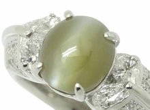 画像をギャラリービューアに読み込む, リング Pt900 キャッツアイ3.06 ダイヤ0.65 #10.5