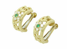 画像をギャラリービューアに読み込む, - 田崎 イヤリング K18YG ダイヤ0.21×2 エメラルド