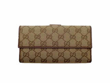 画像をギャラリービューアに読み込む, GUCCI グッチ GG Canvas GGキャンバス Wホック 長財布 231841 茶 キャンバス/革 アウトレット
