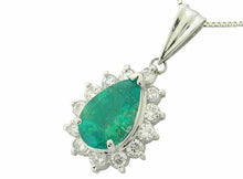 画像をギャラリービューアに読み込む, - ネックレス K14WG/Pt900 エメラルド 1.03 ダイヤ 0.42