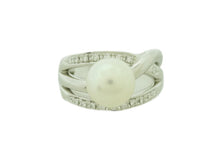 画像をギャラリービューアに読み込む, 田崎 リング パール9mm Pt900 ダイヤ0.19 #16