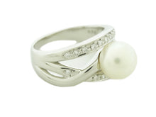 画像をギャラリービューアに読み込む, 田崎 リング パール9mm Pt900 ダイヤ0.19 #16