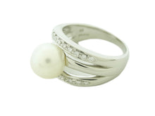 画像をギャラリービューアに読み込む, 田崎 リング パール9mm Pt900 ダイヤ0.19 #16