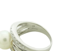 画像をギャラリービューアに読み込む, 田崎 リング パール9mm Pt900 ダイヤ0.19 #16