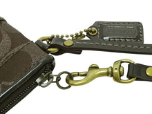 画像をギャラリービューアに読み込む, COACH コーチ Studded wristlet pouch スタッズ付リストレットポーチ 濃茶/ラメ