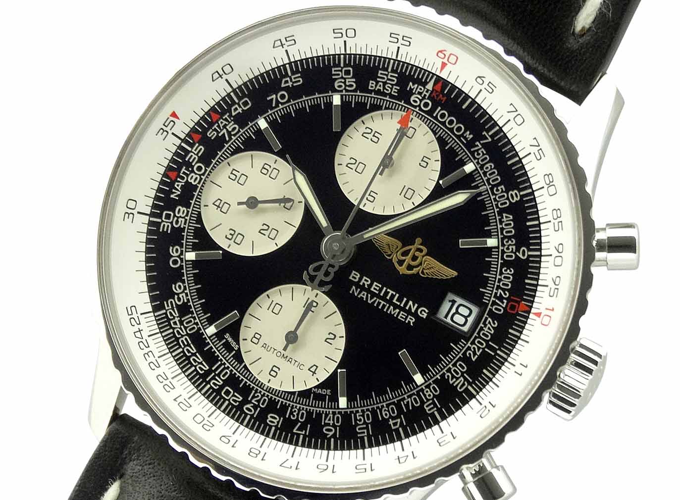 ブライトリング BREITLING A13324 オールドナビタイマー クロノグラフ 41 デイト 自動巻き メンズ 良品 箱・保証書付き_759234