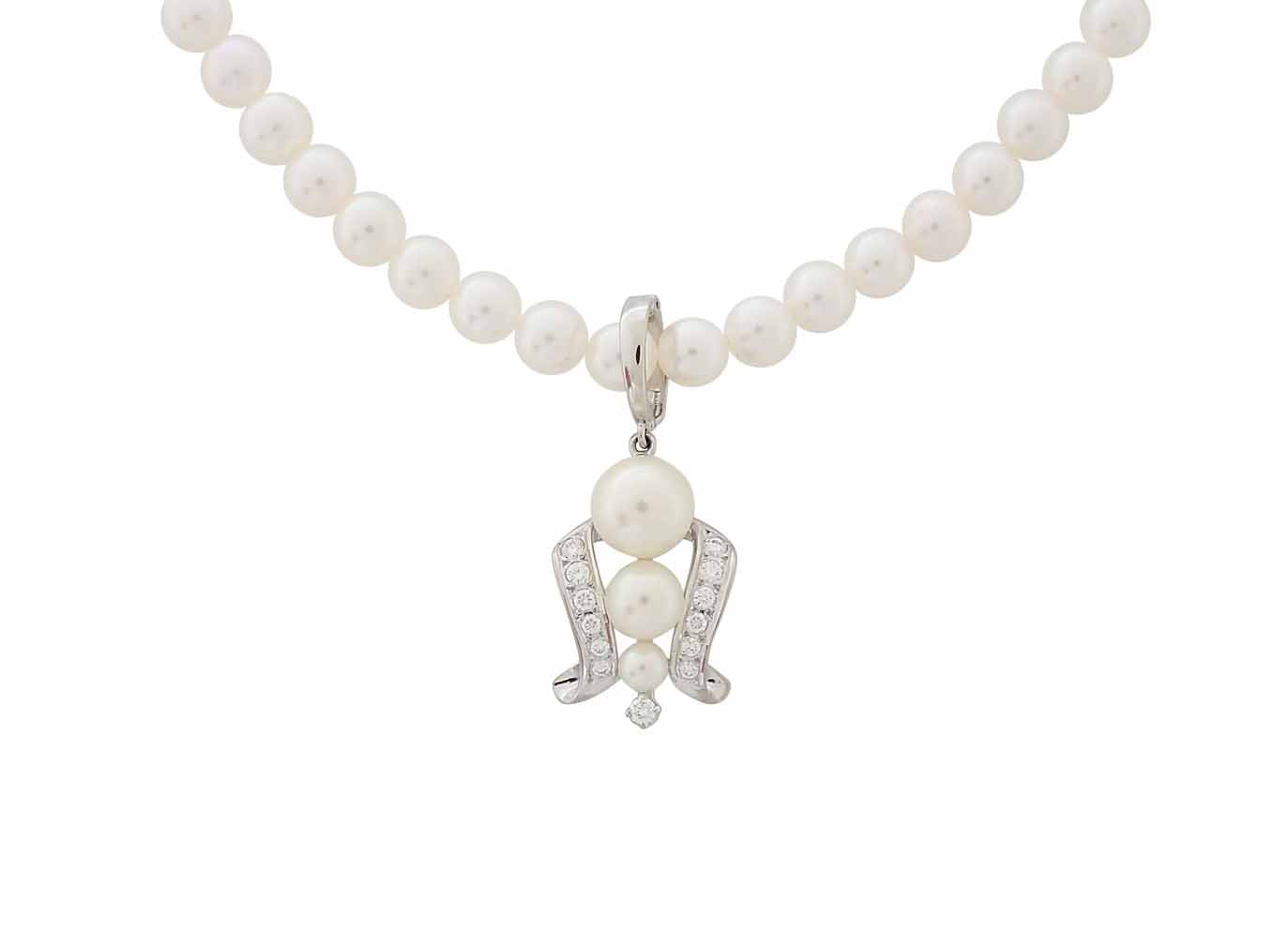 ゆでたまご様【美品♡】ミキモト ロングチェーン　パール3珠　ネックレス　SV MIKIMOTO - ミキモト ネックレス パール 真珠 3.0-5.7mm