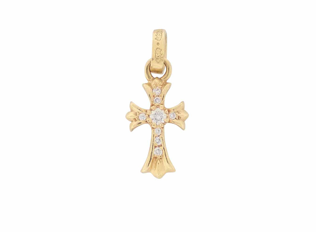 - クロムハーツ ペンダントトップ ベビー ファットクロス パヴェダイヤ 22K