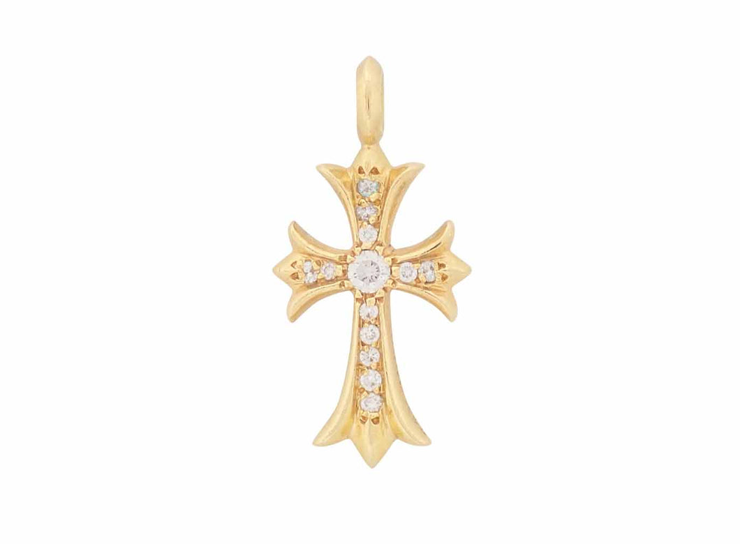 - クロムハーツ ペンダントトップ タイニークロスファット パヴェダイヤ 22K