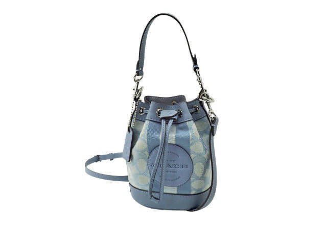 COACH コーチ Signature シグネチャー Jacquard Stripe Mini Dempsey Bucket Bag ジャガード ストライプ ミニ デンパシー バケットバッグ Logo Patch Drawstring 2way Shoulder Bag ロゴパッチ ドローストリング 2WAY 巾着 ショルダーバッグ C8322