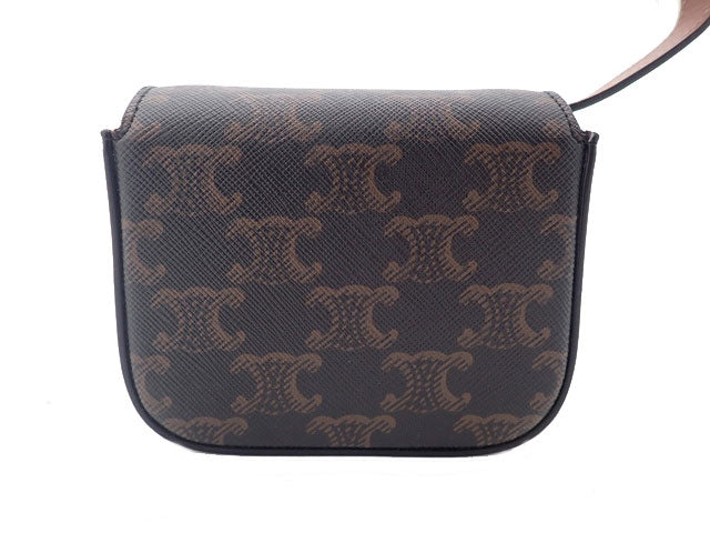 CELINE セリーヌ MINI CLAUDE IN TRIOMPHE CANVAS AND CALFSKIN CELINE セリーヌ MINI CLAUDE IN TRIOMPHE CANVAS AND CALFSKIN