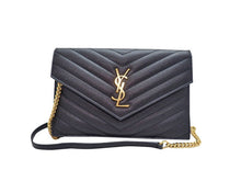 画像をギャラリービューアに読み込む, - YSL SAINT LAURENT サンローラン Cassandra Envelope Chain Wallet in Grain De Poudre Leather カサンドラ エンベロープ チェーンウォレット（グレイン・ド・プードルレザー） 742920BOW011000
