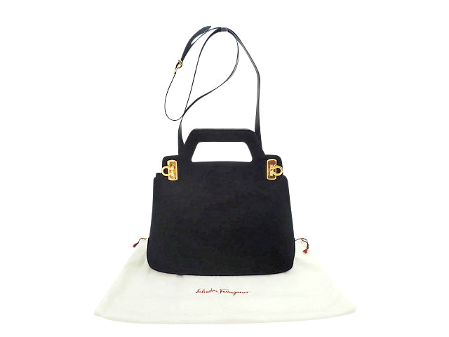 Salvatore Ferragamo サルヴァトーレ フェラガモ GANCINO ガンチーニ Nubuck Suede Leather ヌバック スエード レザー 2way Hand Bag 2WAYハンドバッグ BA211716