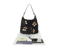 画像をギャラリービューアに読み込む, - PRADA プラダ VELLUTO ANEMONE ベルベット アネモネ Flower applique フラワー アップリケ Mini Hand Bag ミニ ハンドバッグ B11144
