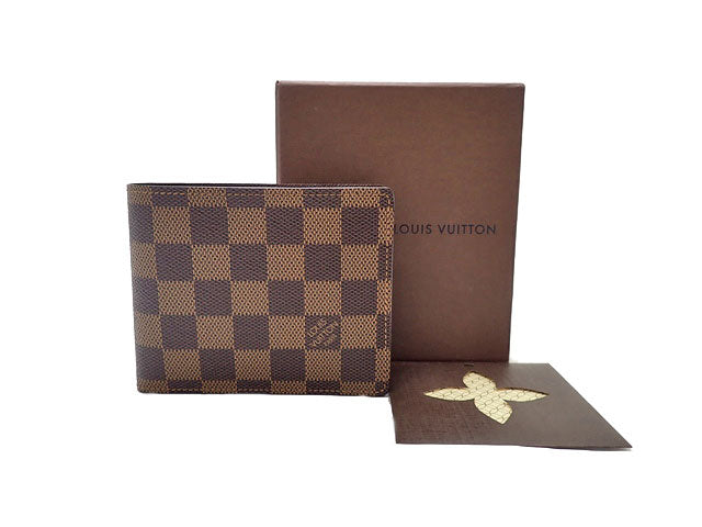 LOUIS VUITTON ルイヴィトン DAMIER EBENE ダミエ･エベヌ Portefeuille Florin ポルトフォイユ･フロリン N60011 イニシャル入り