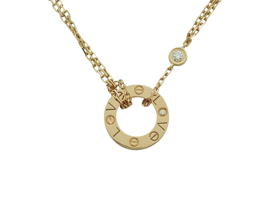 カルティエ ラブサークル ネックレス 2Pダイヤ K18PG