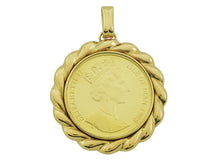 画像をギャラリービューアに読み込む, - ペンダントトップ K18YG 枠 マン島キャット金貨 K24 1/2オンス 両面ガラス付
