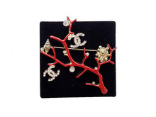 画像をギャラリービューアに読み込む, CHANEL シャネル COCO ココマーク Seashell Coral Shaped 貝殻 珊瑚 Rhinestone Brooch ラインストーン ブローチ
