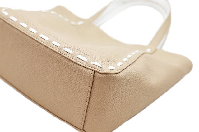 Kitamura キタムラ Stitch Design Leather Tote Bag with Pouch