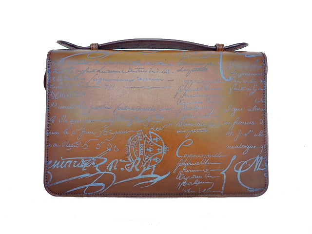 BERLUTI ベルルッティ Itauba Wide Scritto Leather Long Zipped Wallet イタウバ ワイド スクリットレザー トラベル オーガナイザー ウォレット Golden Patine Event Limited Color：Turquoise ゴールデンパティーヌ スクリット（文字） イベント限定カラー：ターコイズ