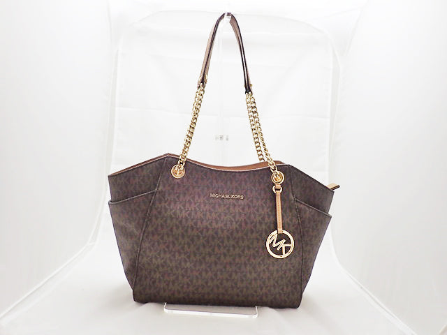 MICHAEL KORS マイケルコース Jet Set Travel Signature Large ジェット セット トラベル シグネチャー ラージ Chain Shoulder Tote Bag チェーン ショルダー トートバッグ 35F8GTVE7B