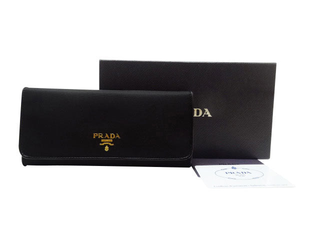 - PRADA プラダ 1M1132 二つ折り 長財布 黒 ナイロン/牛革