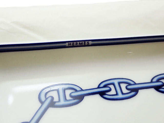 HERMES エルメス スクエアプレート シェーヌダンクル ポーセリン