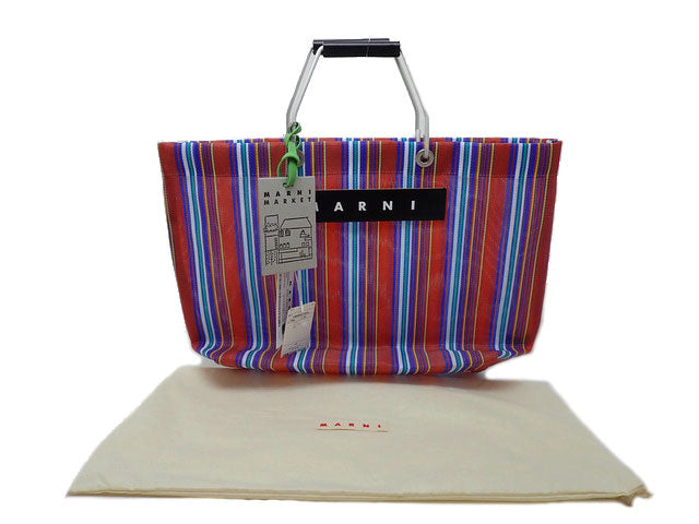 - MARNI MARKET マルニ マーケット SHMHR08A00TN296 ショッピングバッグ ポリアミド ストライプ